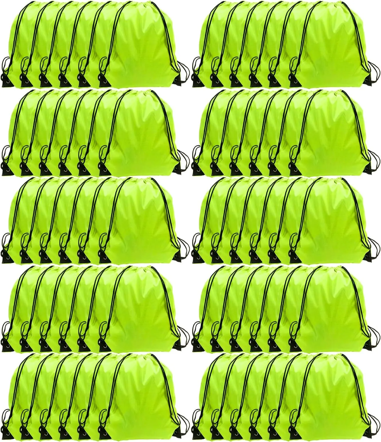 GoodtoU Drawstring Bags, Drawstring Backpack for Sport, Traveling, Team (60Pcs, Fluorescent Green)