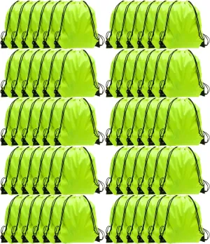 GoodtoU Drawstring Bags, Drawstring Backpack for Sport, Traveling, Team (60Pcs, Fluorescent Green)