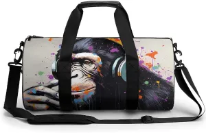 Gorilla Monkey Love Music Novelty Large Duffel Bag Lightweight Gym Bag Travel Tote Bags