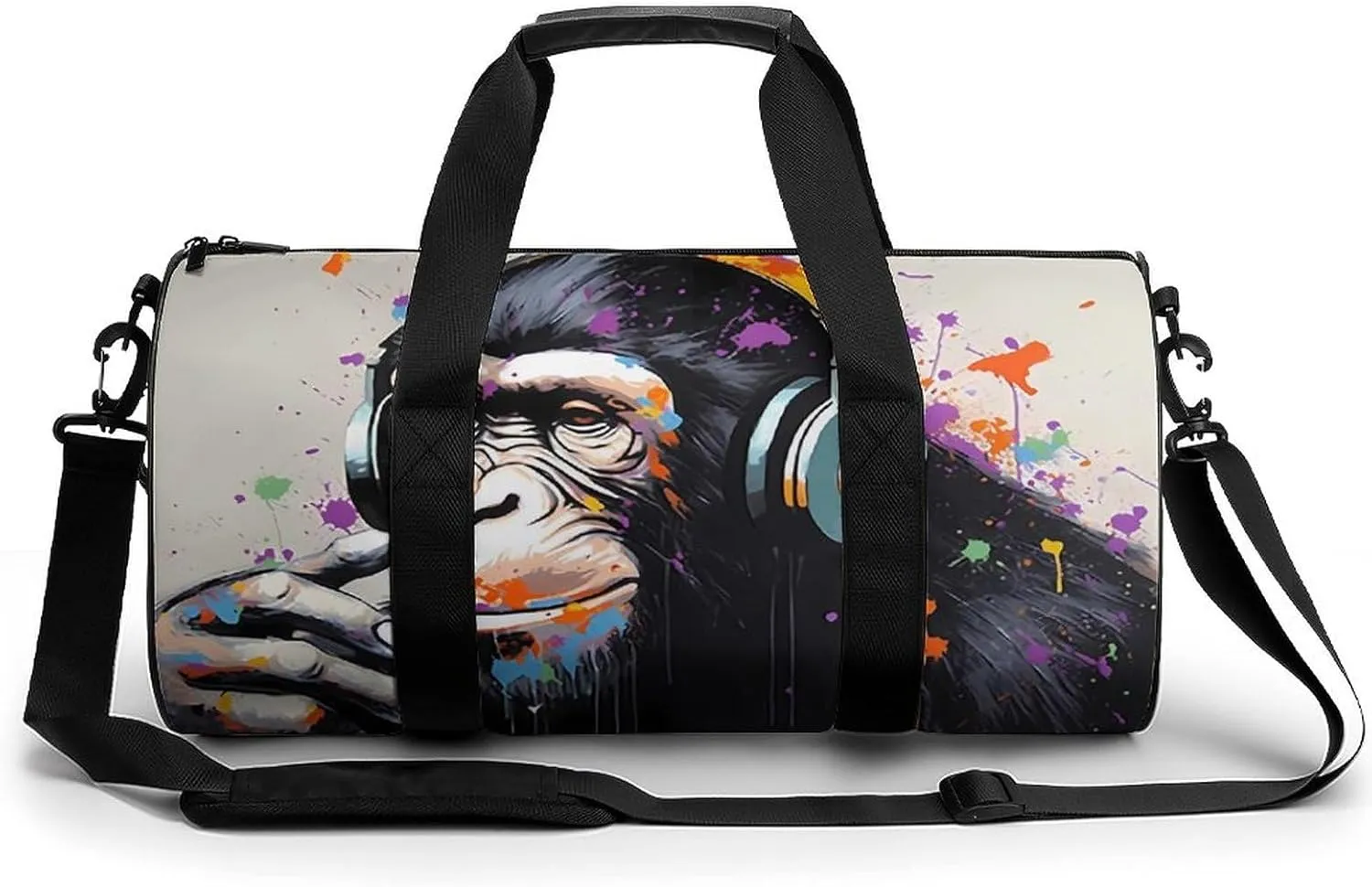 Gorilla Monkey Love Music Novelty Large Duffel Bag Lightweight Gym Bag Travel Tote Bags