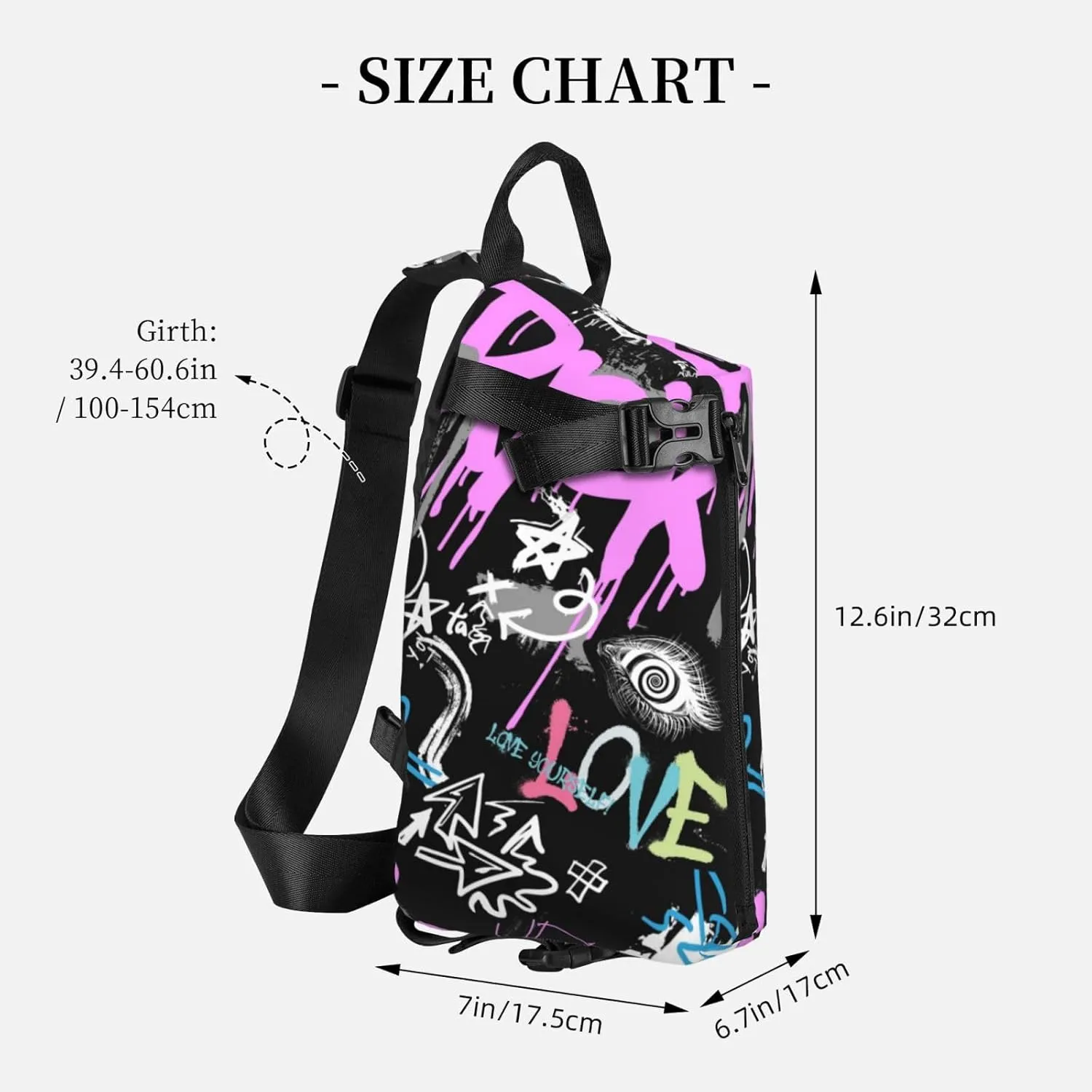 Graffiti Sling Backpack Graffiti Gifts Crossbody Bag For Women Men Sling Bag Travel Hiking Chest Bag Unisex
