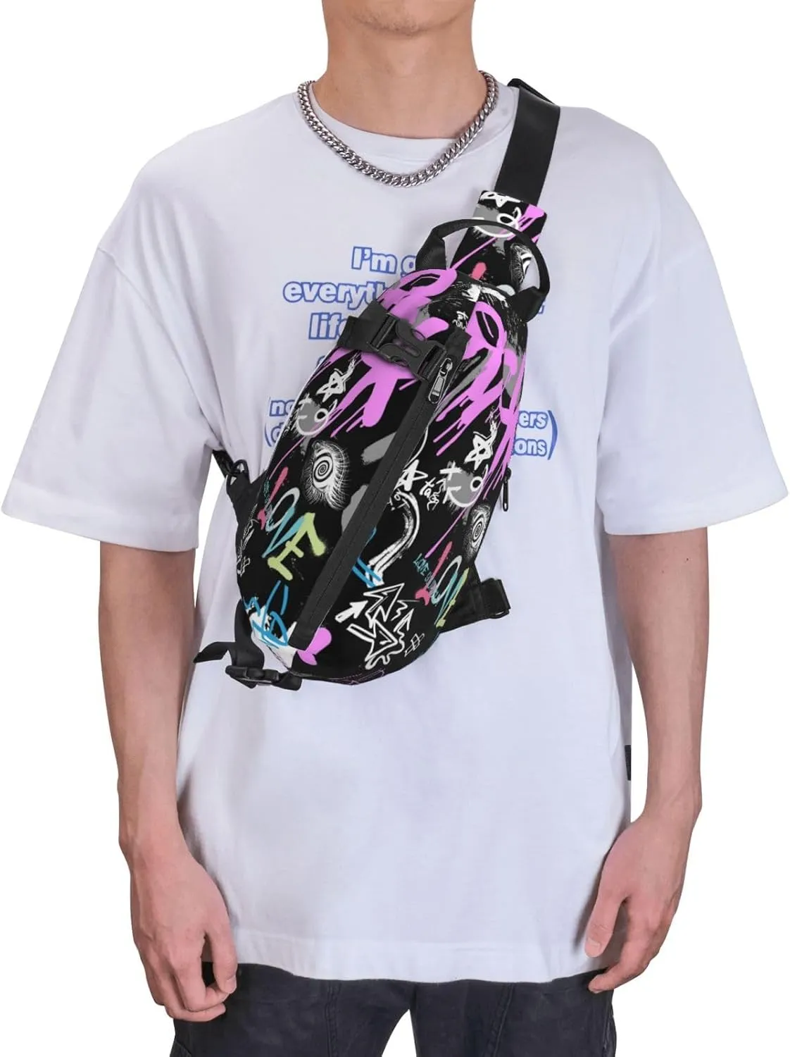 Graffiti Sling Backpack Graffiti Gifts Crossbody Bag For Women Men Sling Bag Travel Hiking Chest Bag Unisex