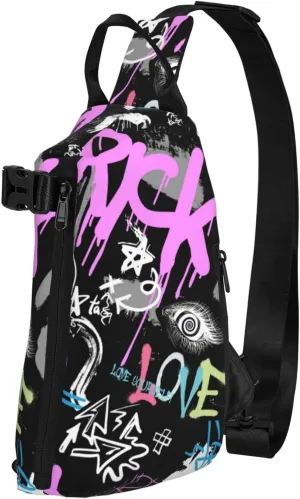 Graffiti Sling Backpack Graffiti Gifts Crossbody Bag For Women Men Sling Bag Travel Hiking Chest Bag Unisex