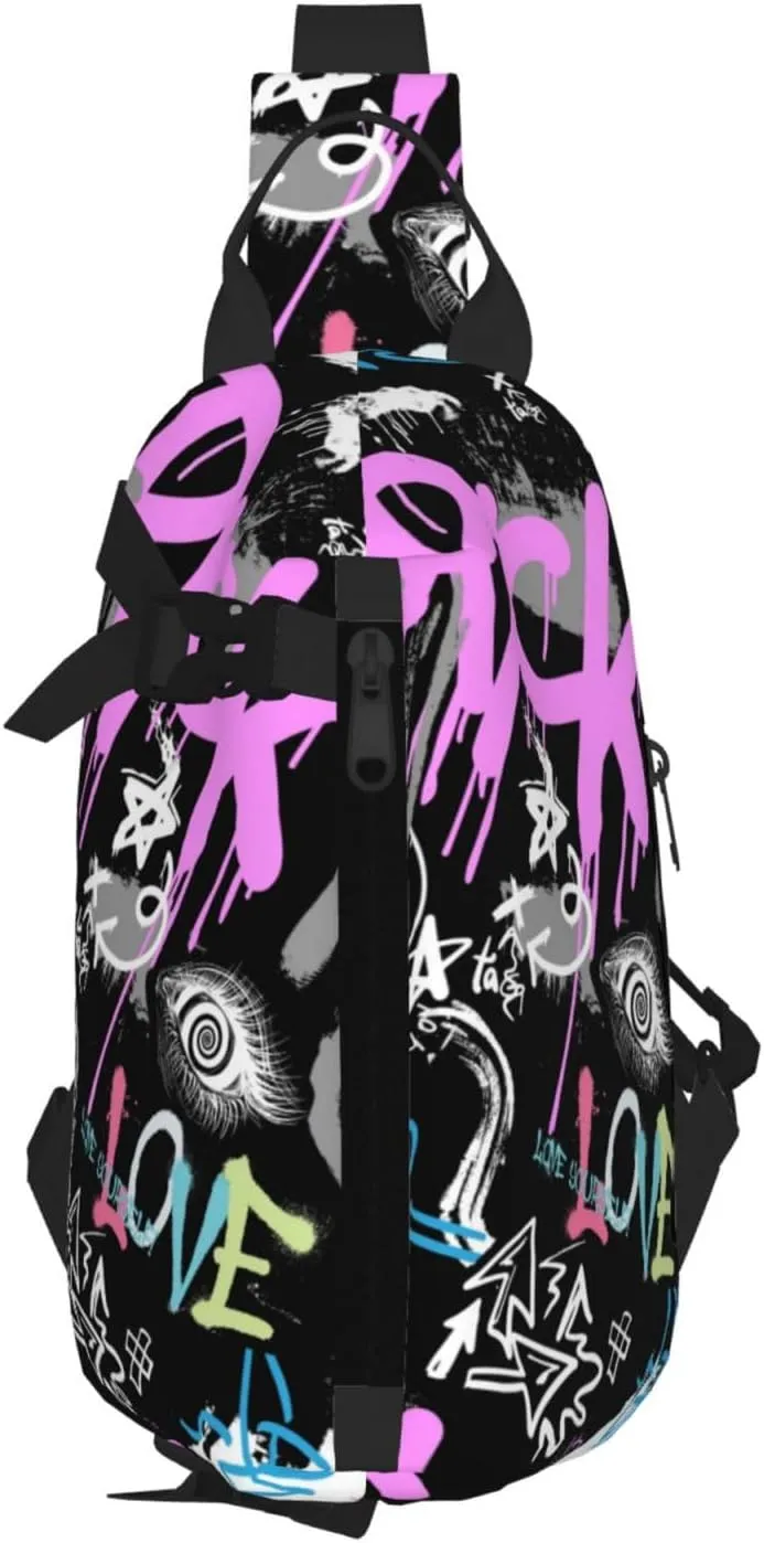 Graffiti Sling Backpack Graffiti Gifts Crossbody Bag For Women Men Sling Bag Travel Hiking Chest Bag Unisex