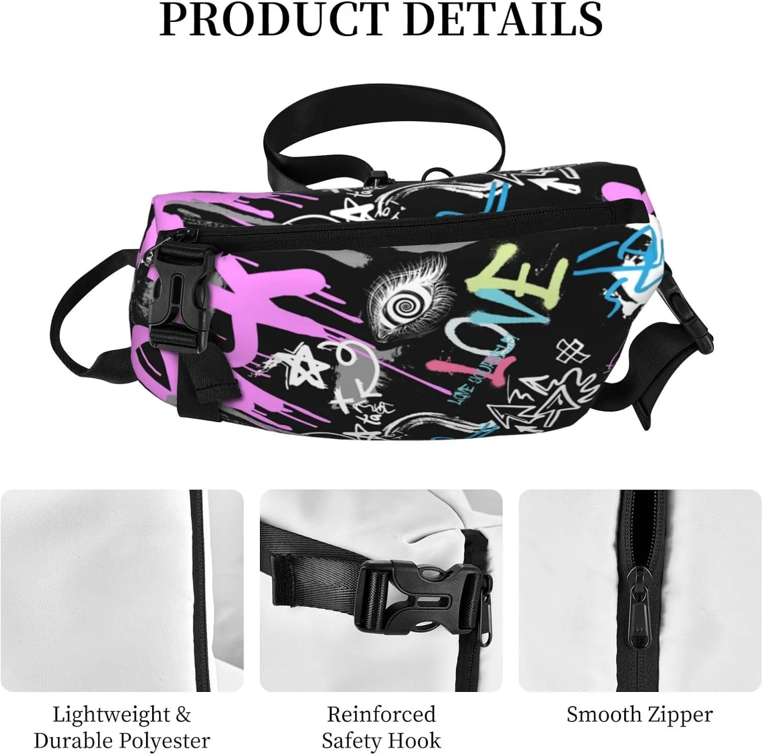 Graffiti Sling Backpack Graffiti Gifts Crossbody Bag For Women Men Sling Bag Travel Hiking Chest Bag Unisex