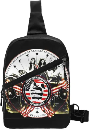 Grand Music Funk Railroad Crossbody Bag Chest Handbag Sling Bag Adjustable Shoulder Pouch Classic Chest Package Foldable Multipurpose Daypack for Gym