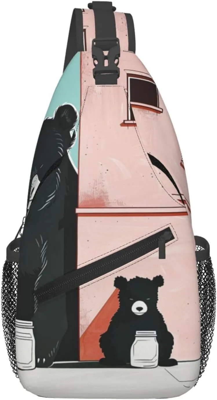 Greedy Bear Cross Chest Bag Diagonally Men Women Crossbody Shoulder Bag Casual Fashion Travel Bag Sling Backpack