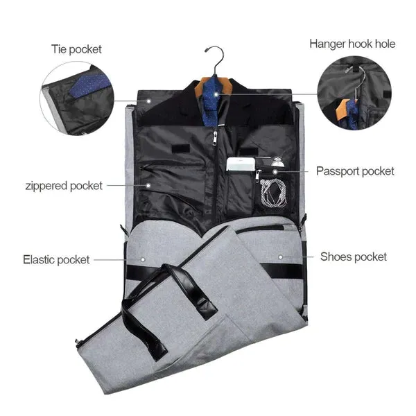 Grey Convertible Garment Duffel Bag