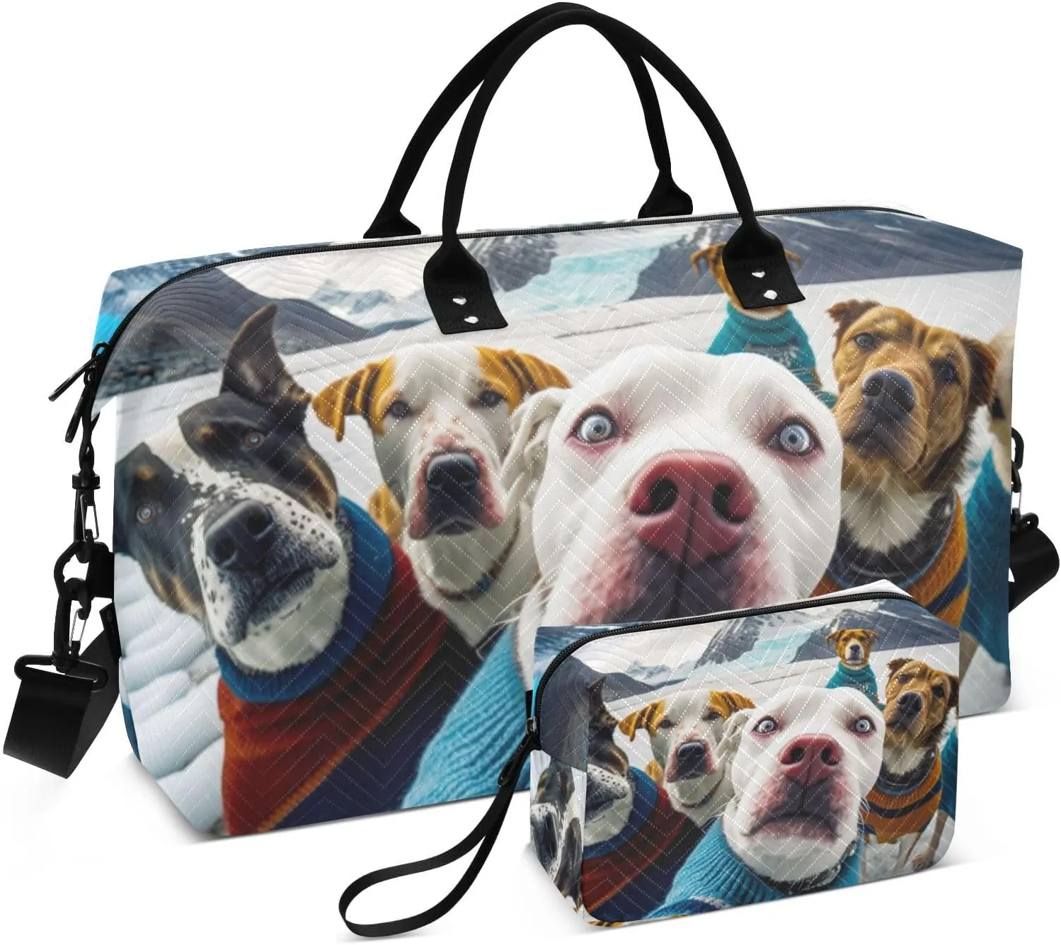 Group Dogs Watch Large Travel Duffel Bag, Sports Tote Gym Bag, Shoulder Weekender Overnight Bag for Women Men, Carry On Luggage with Toiletry Bags