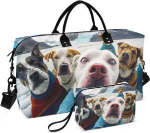 Group Dogs Watch Large Travel Duffel Bag, Sports Tote Gym Bag, Shoulder Weekender Overnight Bag for Women Men, Carry On Luggage with Toiletry Bags