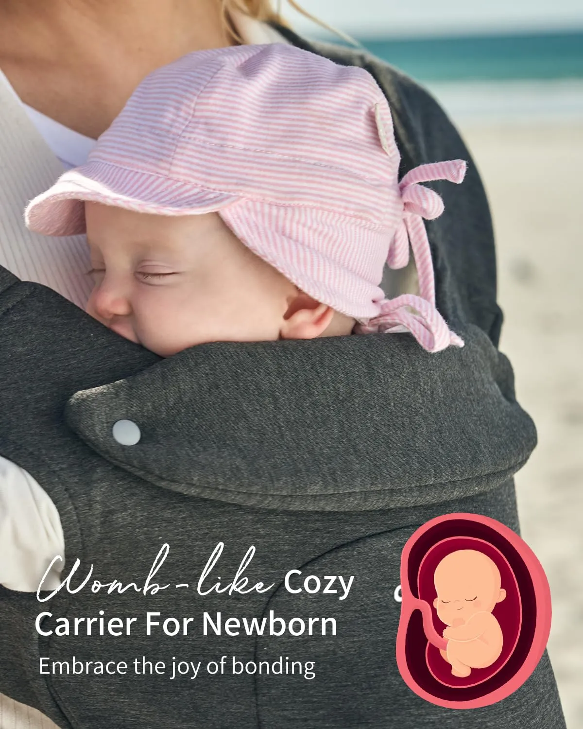 GROWNSY Baby Carrier, Cozy Baby Wraps Carrier, Ergonomic Baby Carrier Newborn to Toddler with Head Support, Deep Grey