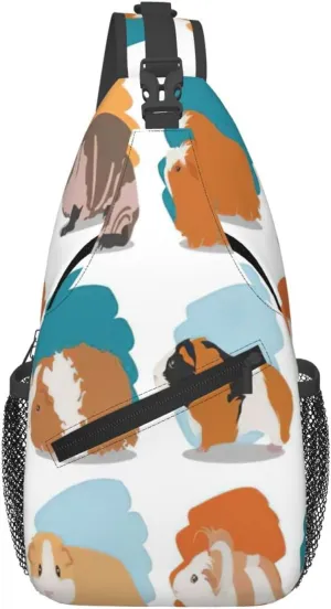 Guinea Pig Illustration Print Sling Bag Crossbody Backpack For Women Men Hiking Travel Over The Shoulder Multipurpose Bag