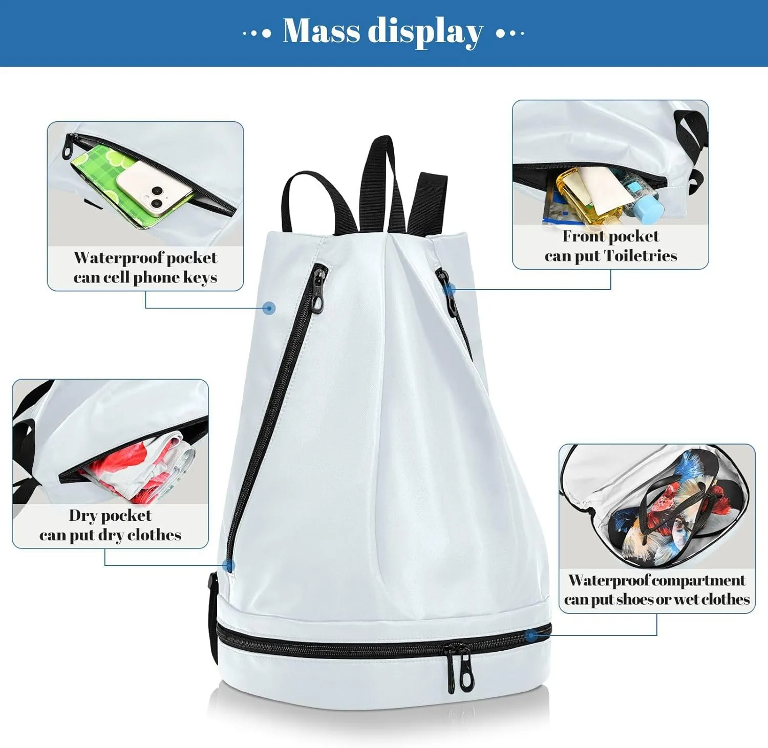 Gym Backpack Bag Alice Blue Sport Swimming Equipment Sackpack 20811