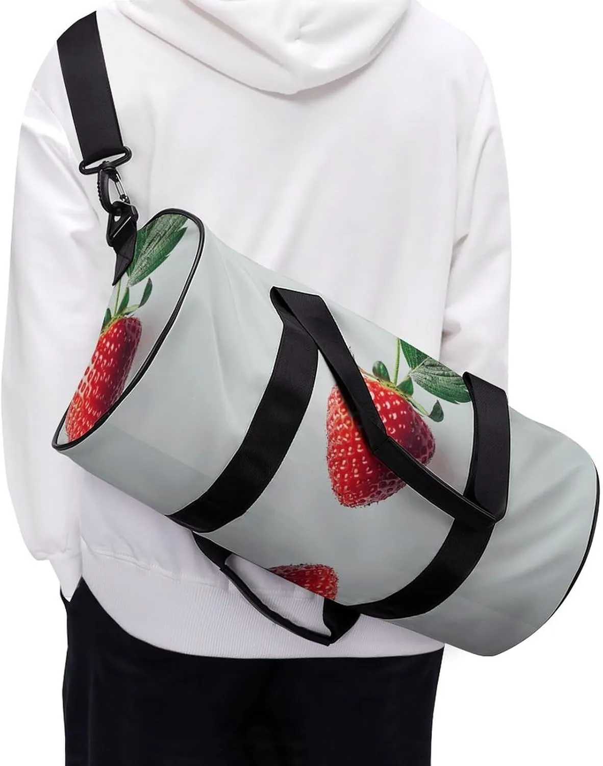 Gym Bag for Men Women A Strawberry Hanging Duffel Bag Overnight Bag with Compartment Gym Sackpac