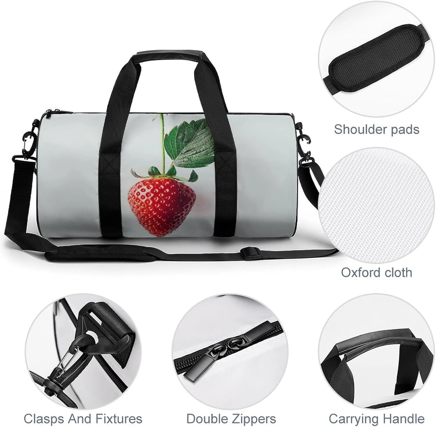 Gym Bag for Men Women A Strawberry Hanging Duffel Bag Overnight Bag with Compartment Gym Sackpac