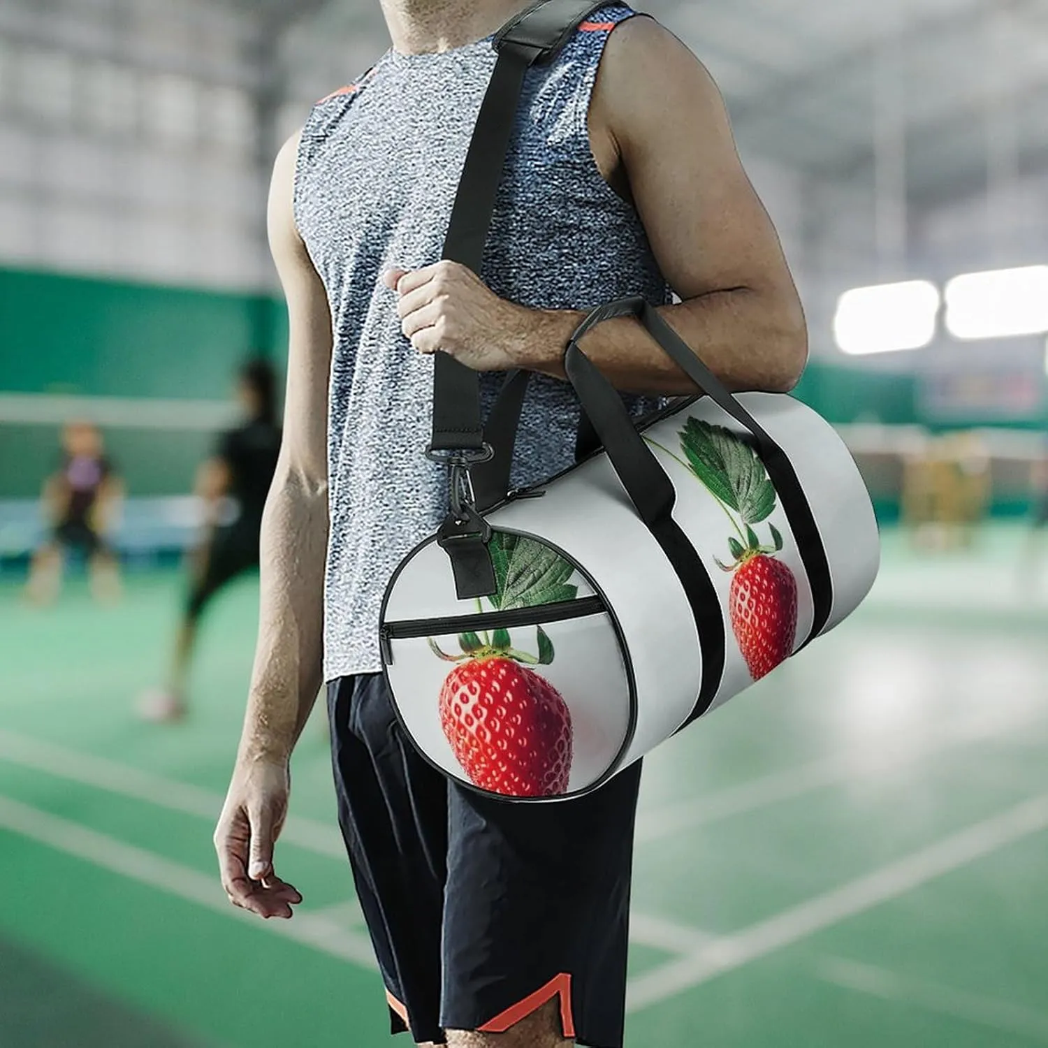Gym Bag for Men Women A Strawberry Hanging Duffel Bag Overnight Bag with Compartment Gym Sackpac