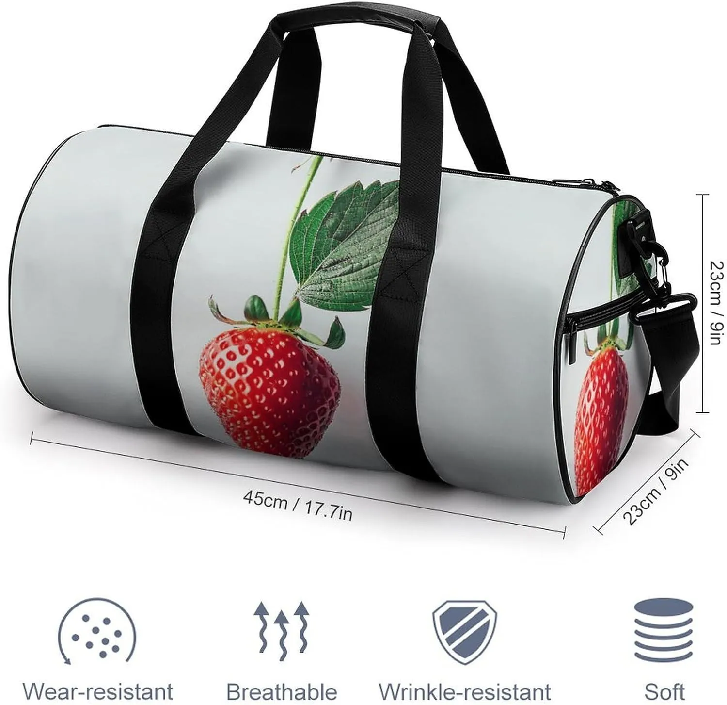 Gym Bag for Men Women A Strawberry Hanging Duffel Bag Overnight Bag with Compartment Gym Sackpac
