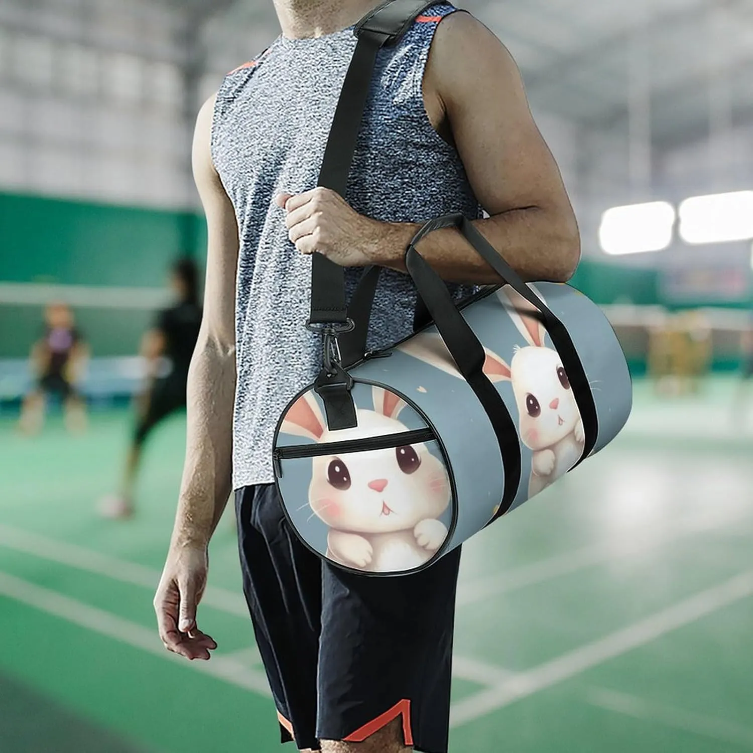 Gym Bag for Men Women Cartoon Cute Bunny Duffel Bag Overnight Bag with Compartment Gym Sackpac