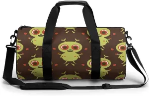 Gym Bag for Men Women Cartoon Green Alien Duffel Bag Overnight Bag with Compartment Gym Sackpac