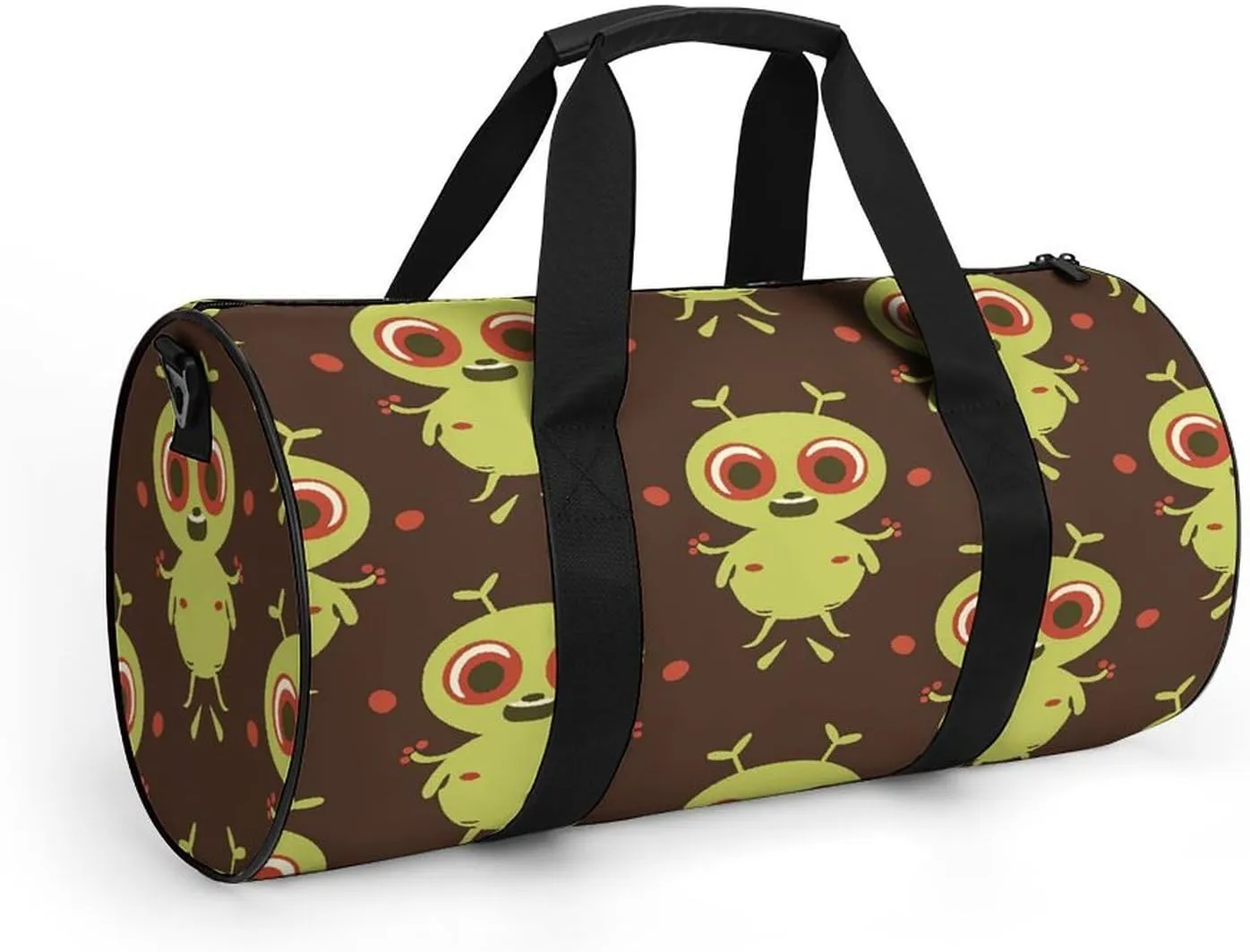 Gym Bag for Men Women Cartoon Green Alien Duffel Bag Overnight Bag with Compartment Gym Sackpac