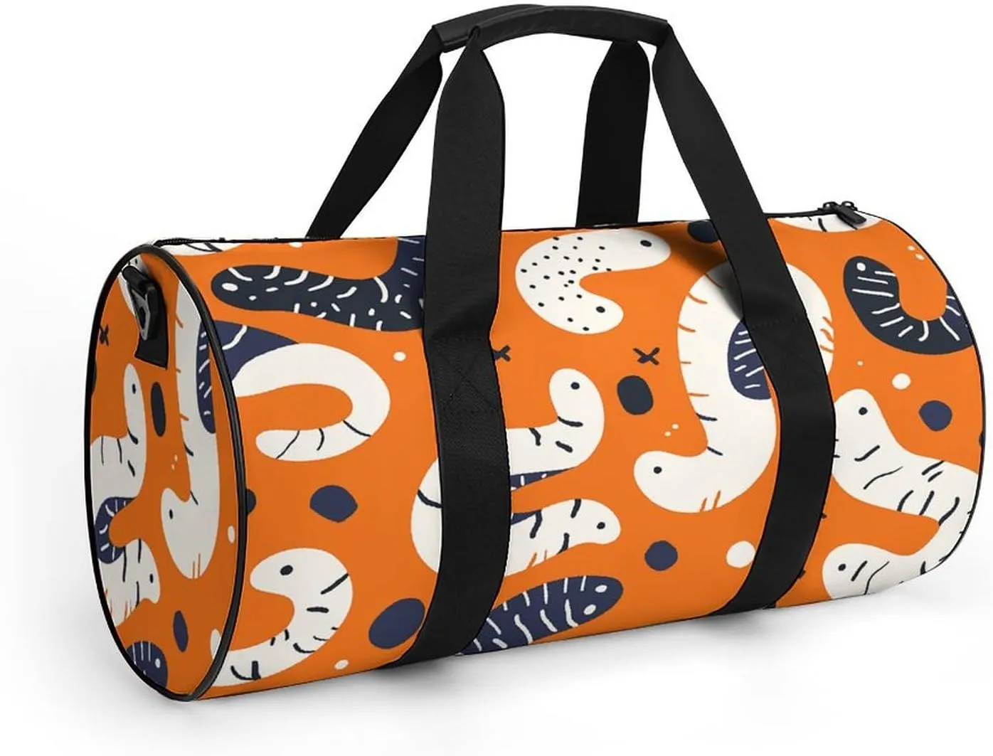 Gym Bag for Men Women Cartoon White Worm Duffel Bag Overnight Bag with Compartment Gym Sackpac