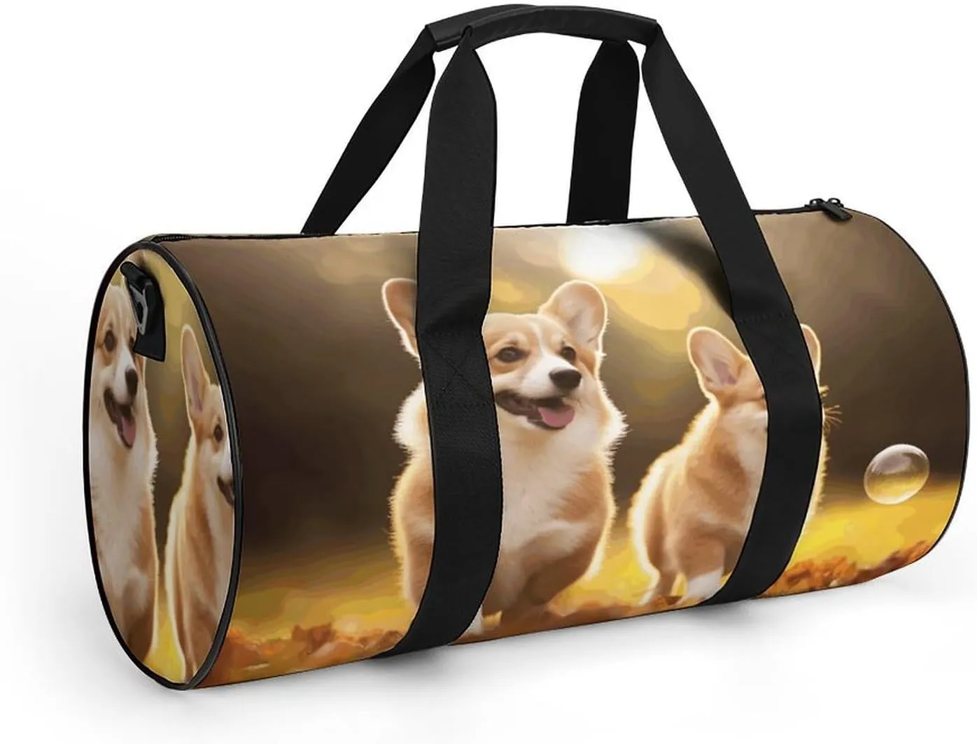 Gym Bag for Men Women Cute Corgi Dog Duffel Bag Overnight Bag with Compartment Gym Sackpac