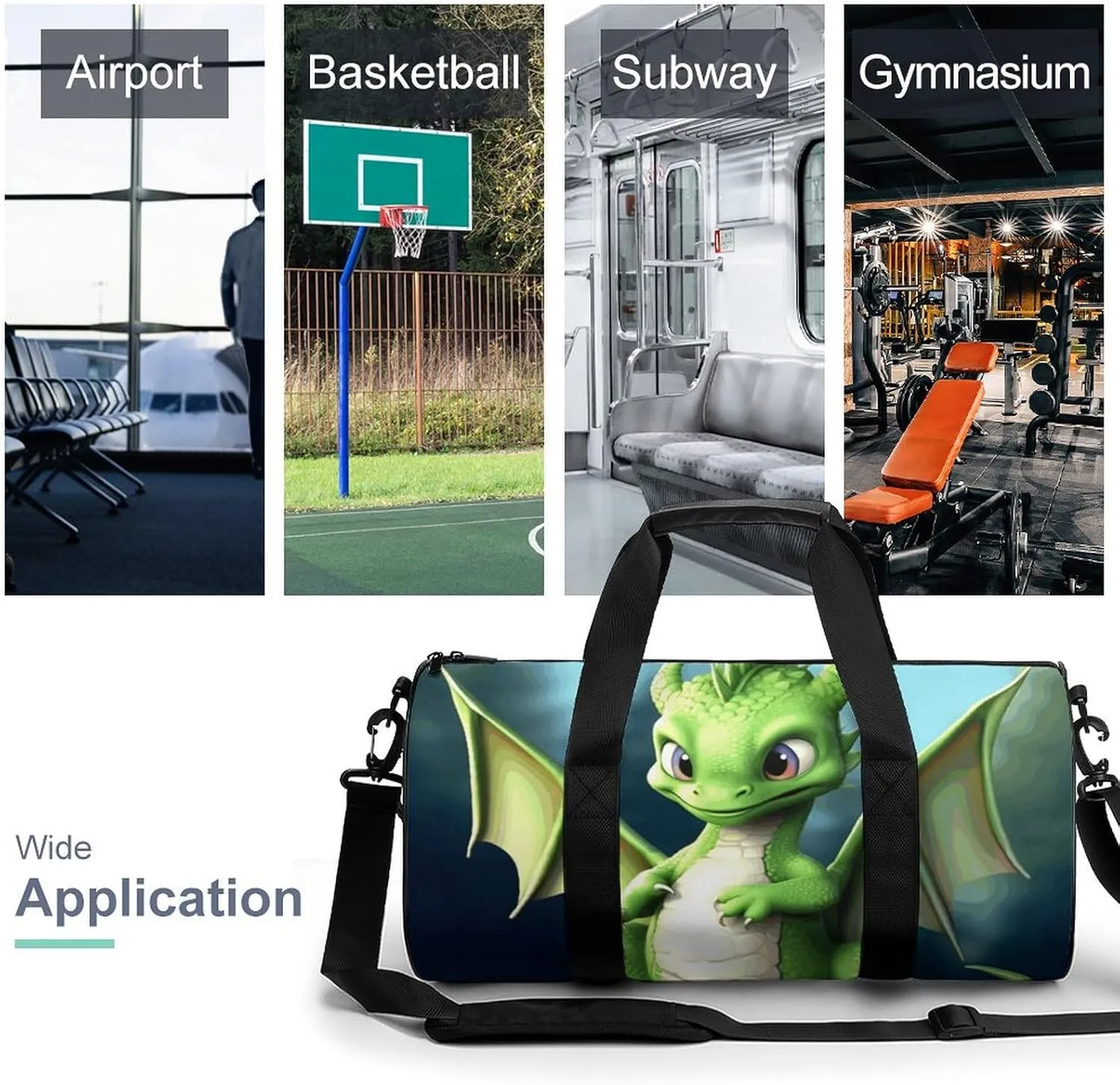 Gym Bag for Men Women Dragon Cute Duffel Bag Overnight Bag with Compartment Gym Sackpac
