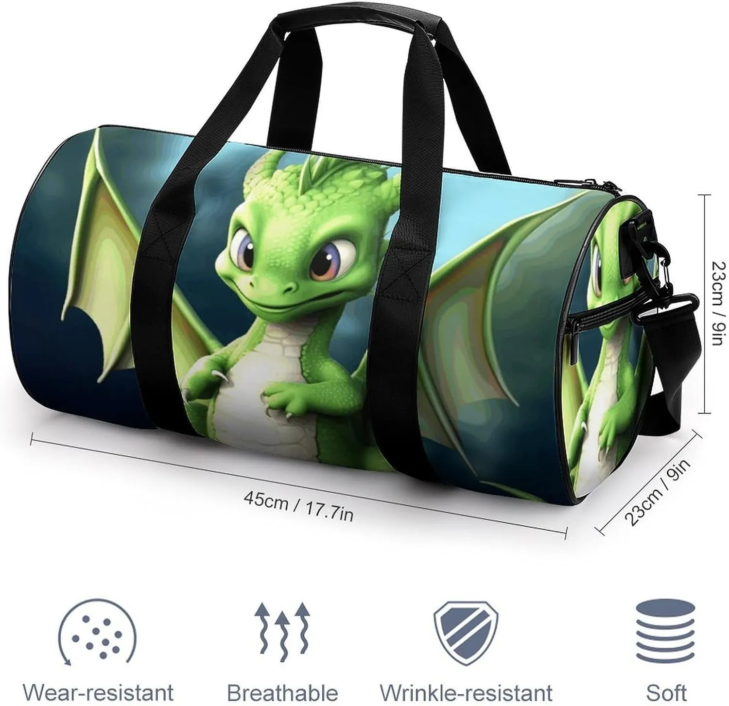 Gym Bag for Men Women Dragon Cute Duffel Bag Overnight Bag with Compartment Gym Sackpac