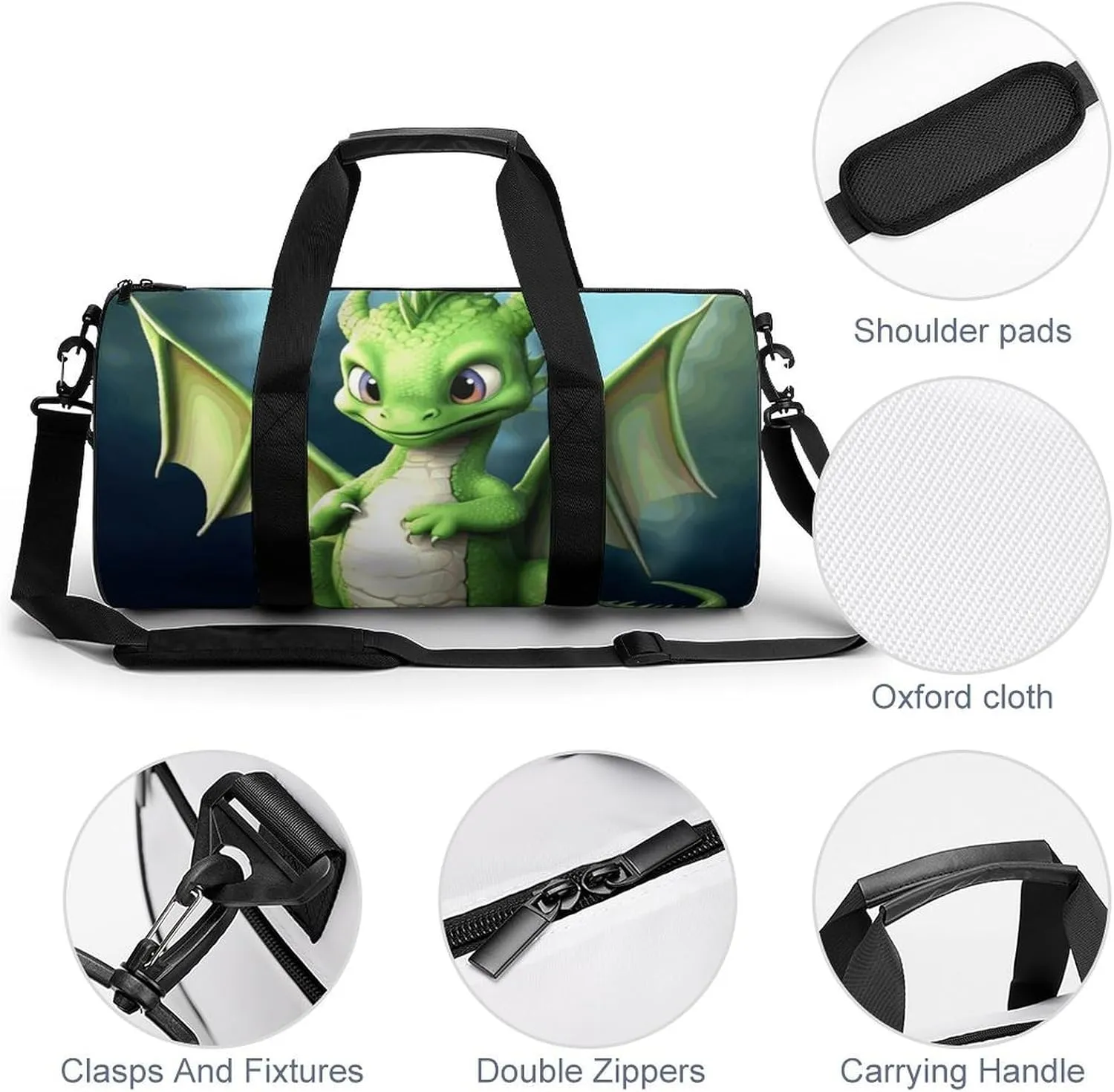 Gym Bag for Men Women Dragon Cute Duffel Bag Overnight Bag with Compartment Gym Sackpac