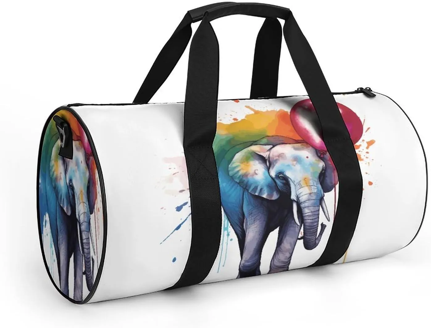 Gym Bag for Men Women Elephant Holding Rainbow Balloon Duffel Bag Overnight Bag with Compartment Gym Sackpac