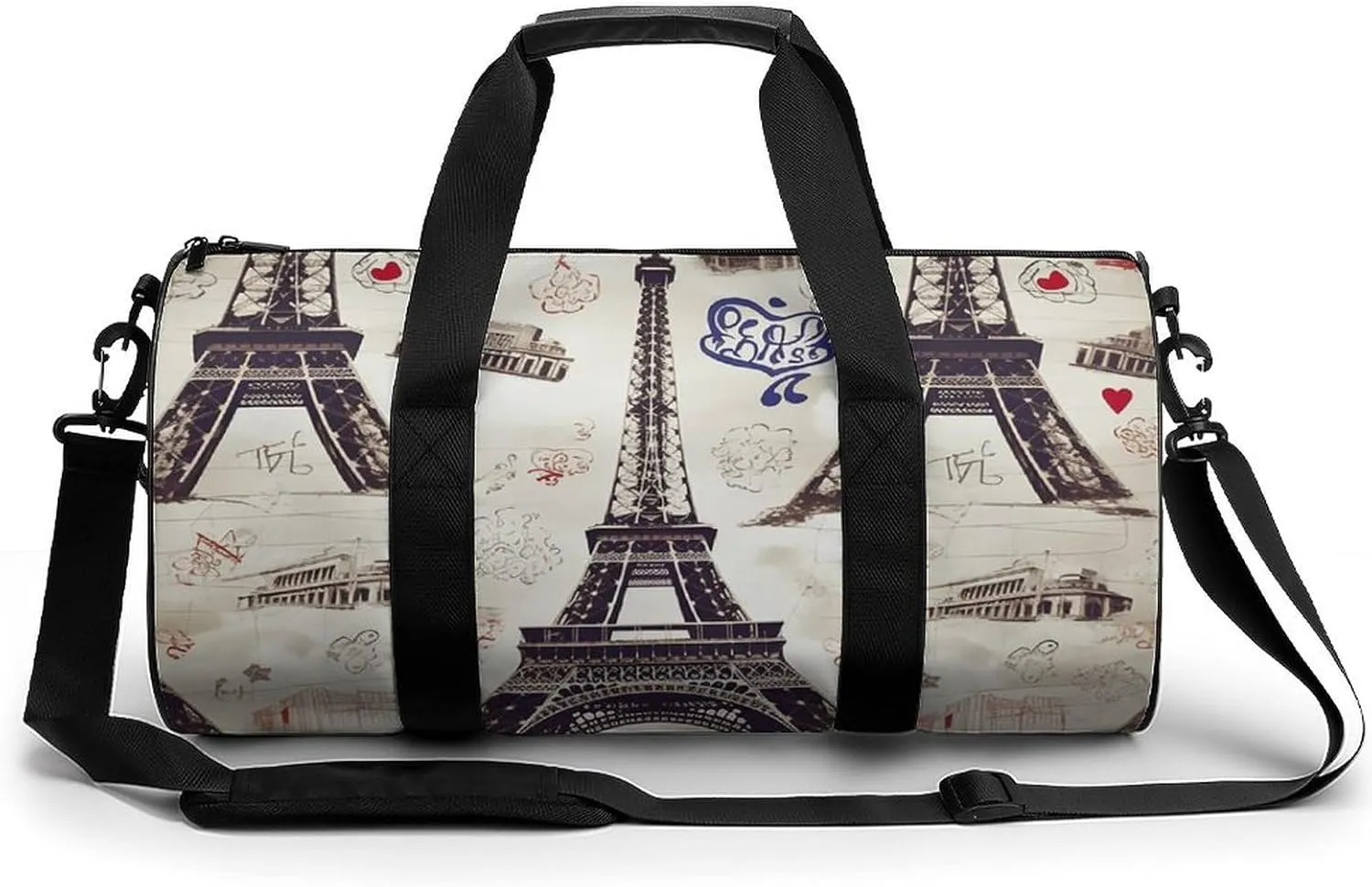 Gym Bag for Men Women French Paris Tour Eiffel Tower Duffel Bag Overnight Bag with Compartment Gym Sackpac