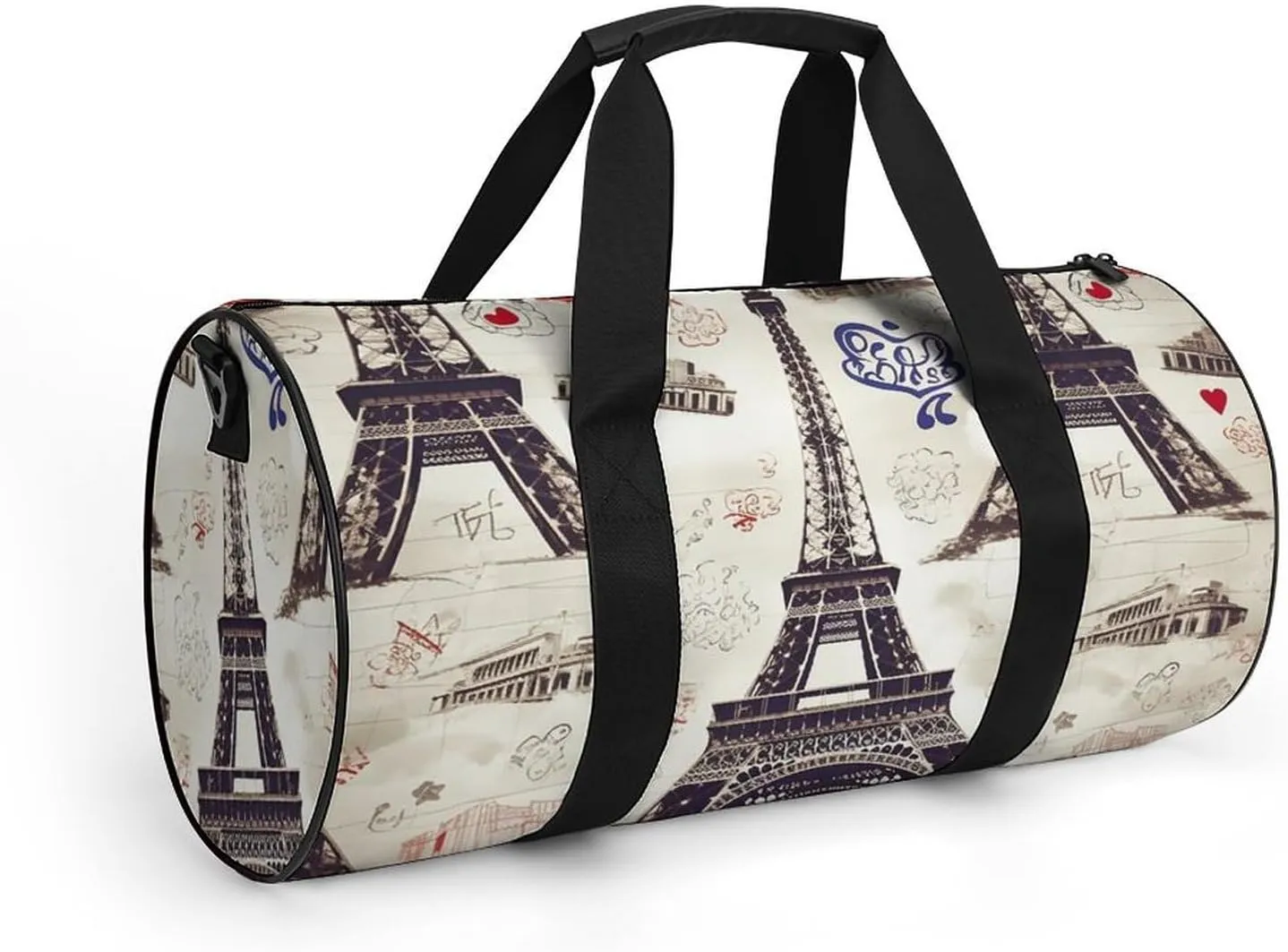 Gym Bag for Men Women French Paris Tour Eiffel Tower Duffel Bag Overnight Bag with Compartment Gym Sackpac