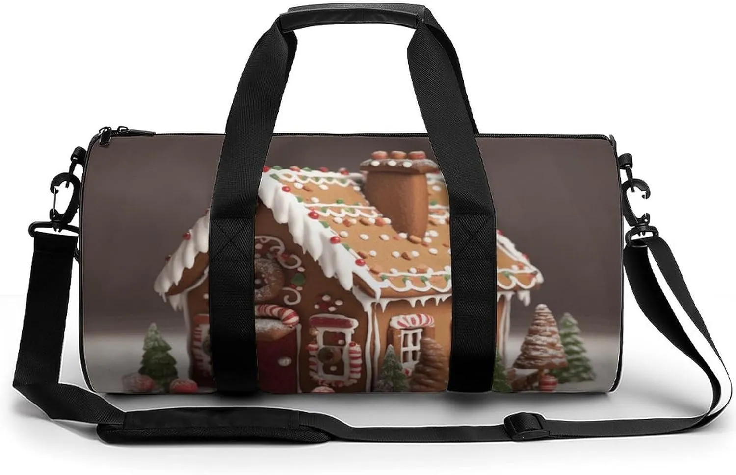 Gym Bag for Men Women Gingerbread House Duffel Bag Overnight Bag with Compartment Gym Sackpac