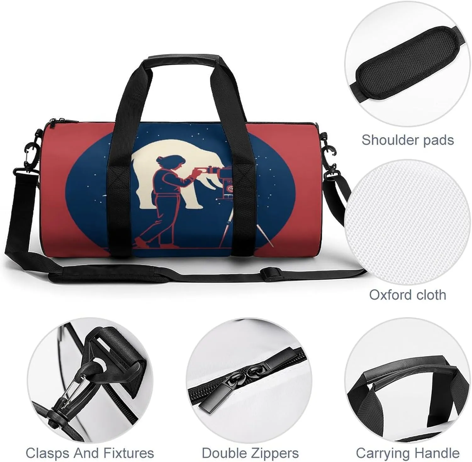 Gym Bag for Men Women Girl Takes Photo of Elephant Duffel Bag Overnight Bag with Compartment Gym Sackpac