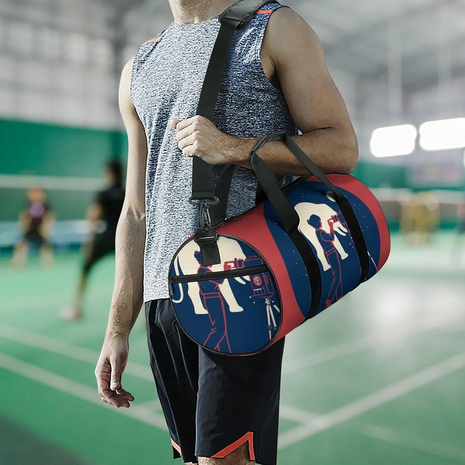 Gym Bag for Men Women Girl Takes Photo of Elephant Duffel Bag Overnight Bag with Compartment Gym Sackpac