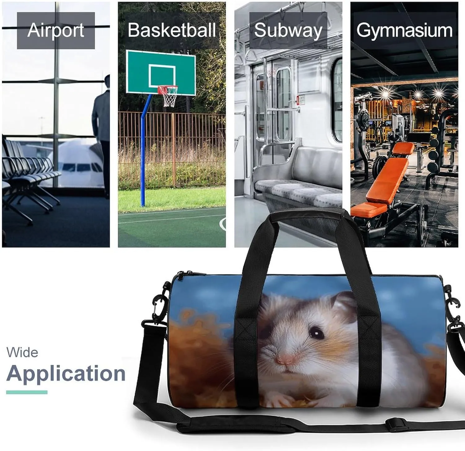 Gym Bag for Men Women Hamster Duffel Bag Overnight Bag with Compartment Gym Sackpac