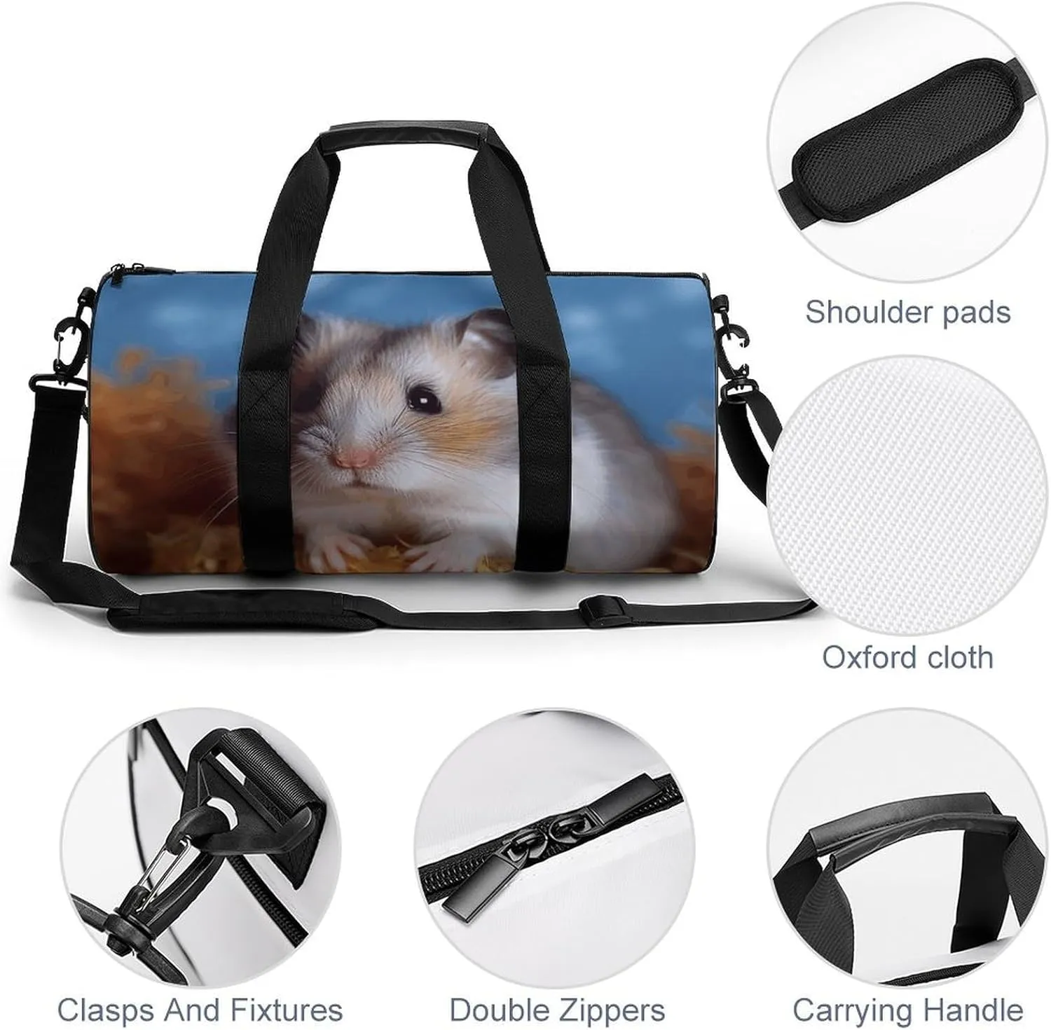 Gym Bag for Men Women Hamster Duffel Bag Overnight Bag with Compartment Gym Sackpac