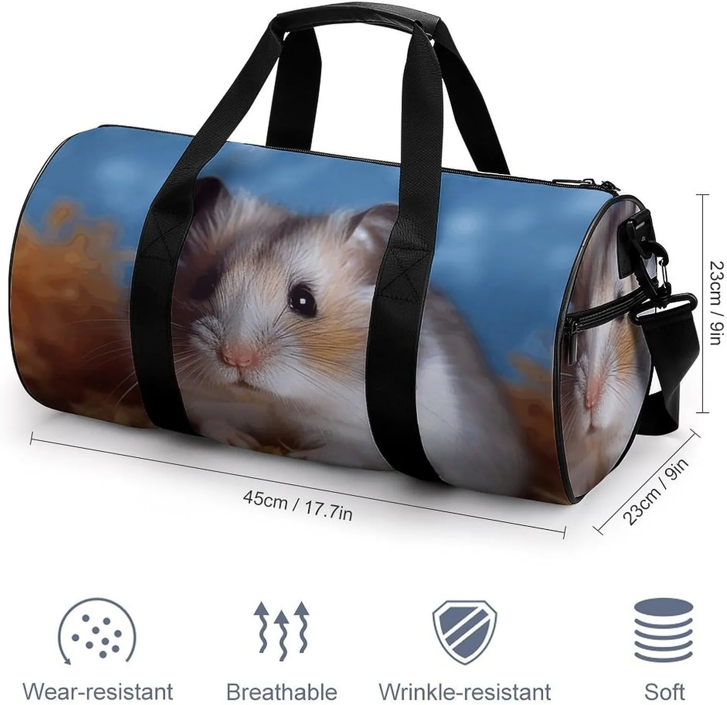 Gym Bag for Men Women Hamster Duffel Bag Overnight Bag with Compartment Gym Sackpac