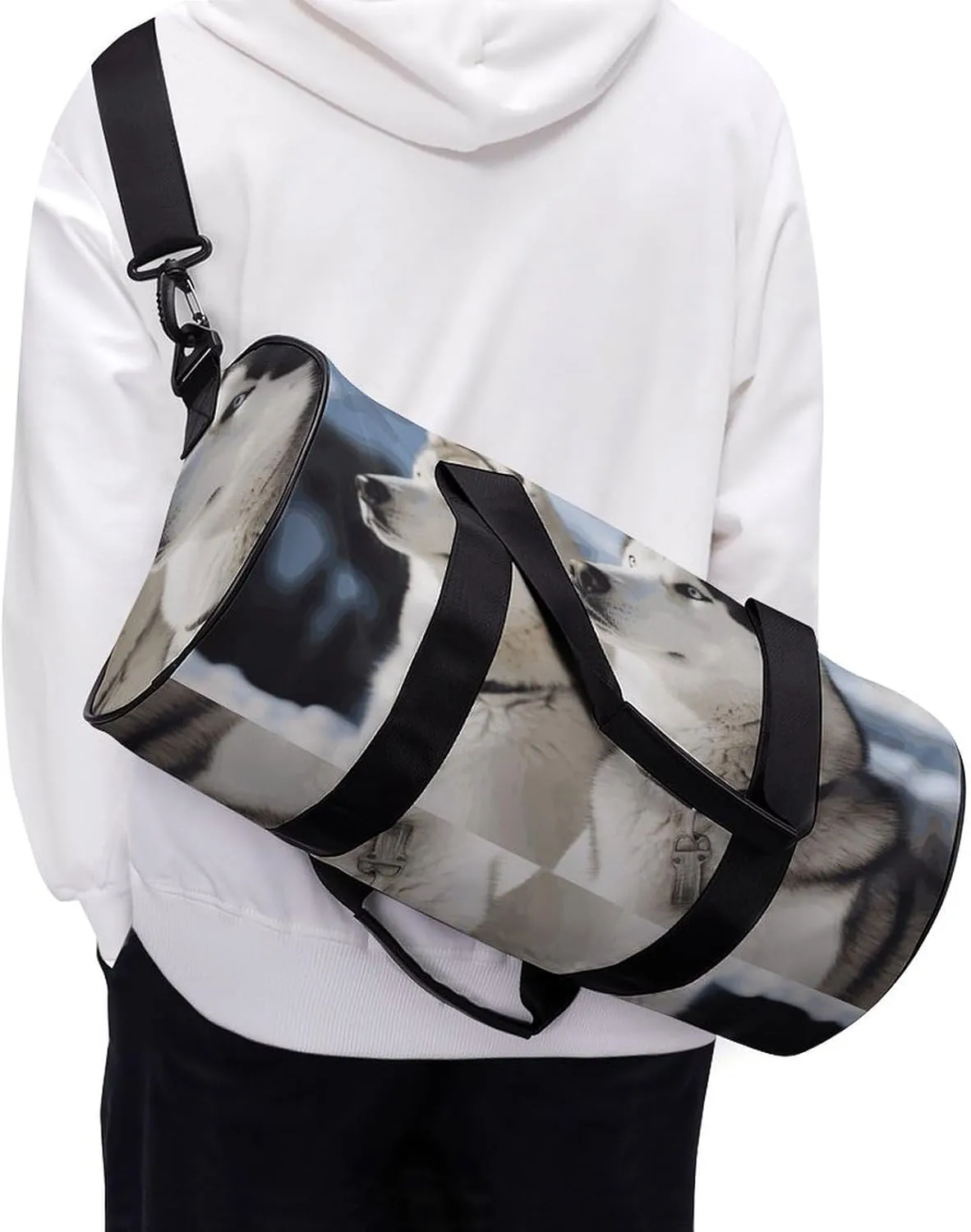 Gym Bag for Men Women Husky Dogs Duffel Bag Overnight Bag with Compartment Gym Sackpac