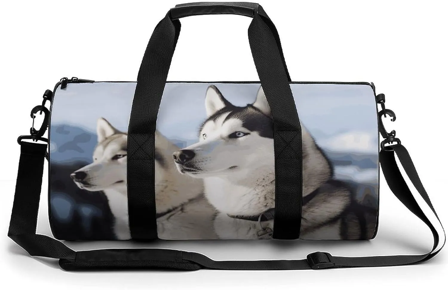 Gym Bag for Men Women Husky Dogs Duffel Bag Overnight Bag with Compartment Gym Sackpac