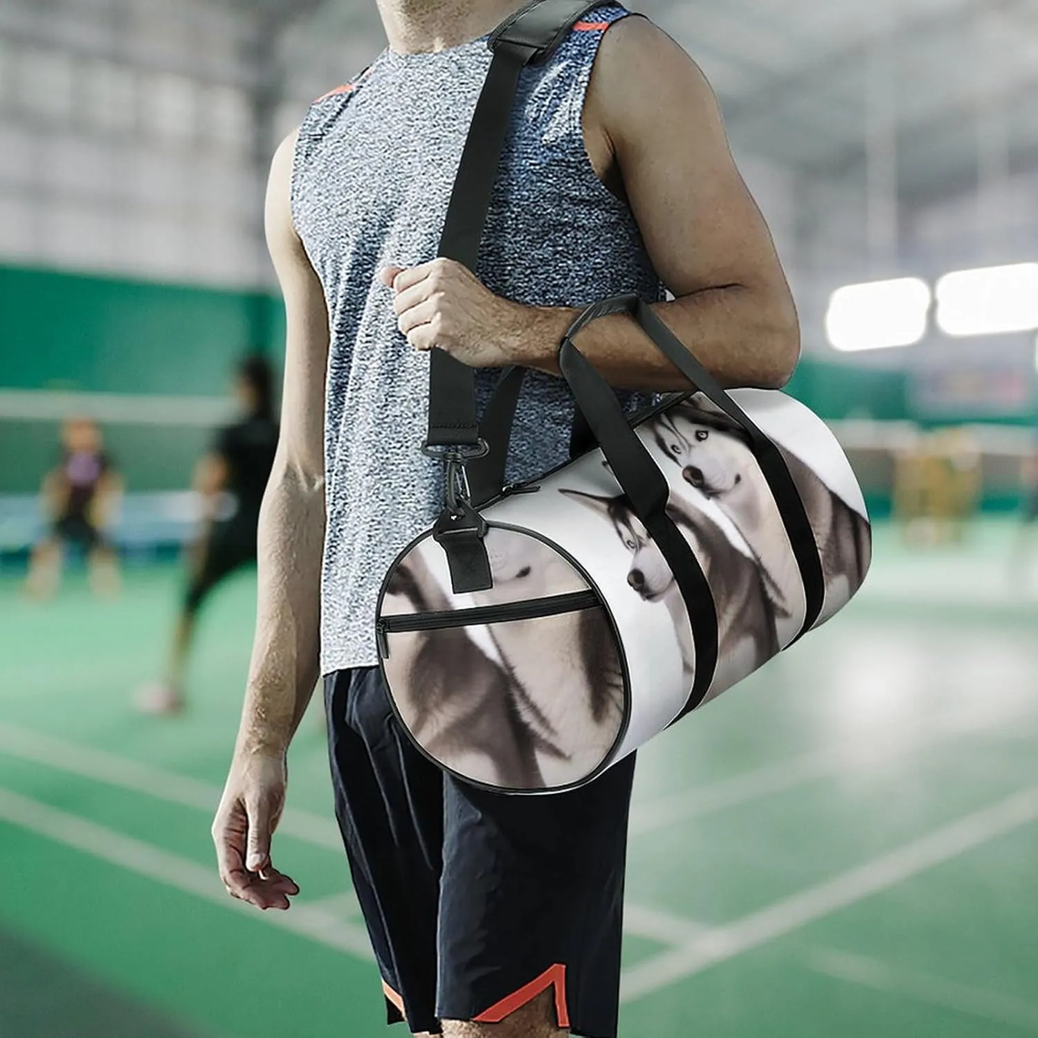 Gym Bag for Men Women Husky Dogs Duffel Bag Overnight Bag with Compartment Gym Sackpac