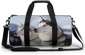 Gym Bag for Men Women Husky Dogs Duffel Bag Overnight Bag with Compartment Gym Sackpac