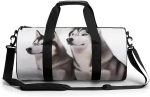 Gym Bag for Men Women Husky Dogs Duffel Bag Overnight Bag with Compartment Gym Sackpac