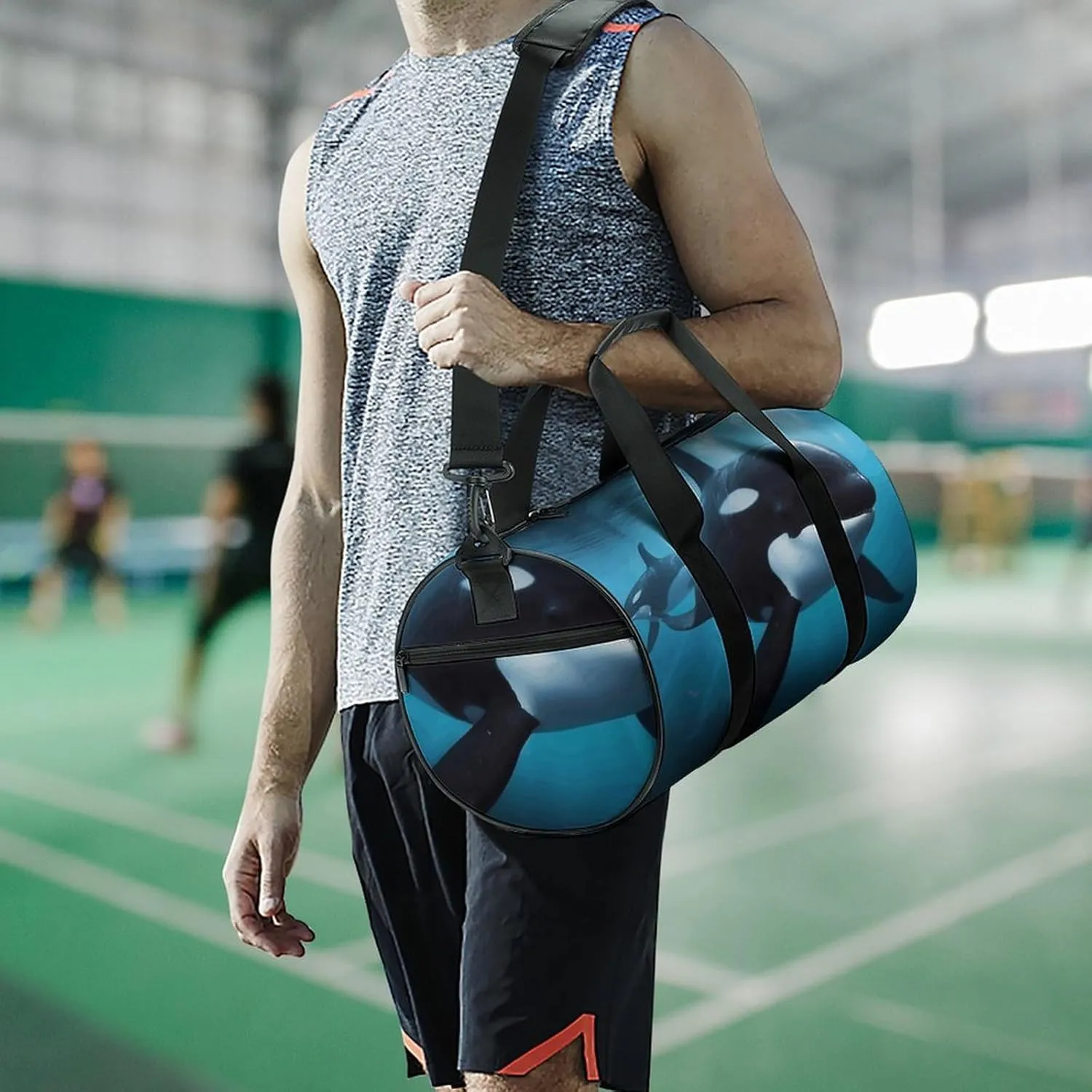 Gym Bag for Men Women Killer Whale Duffel Bag Overnight Bag with Compartment Gym Sackpac