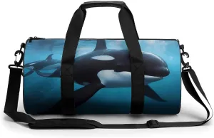 Gym Bag for Men Women Killer Whale Duffel Bag Overnight Bag with Compartment Gym Sackpac
