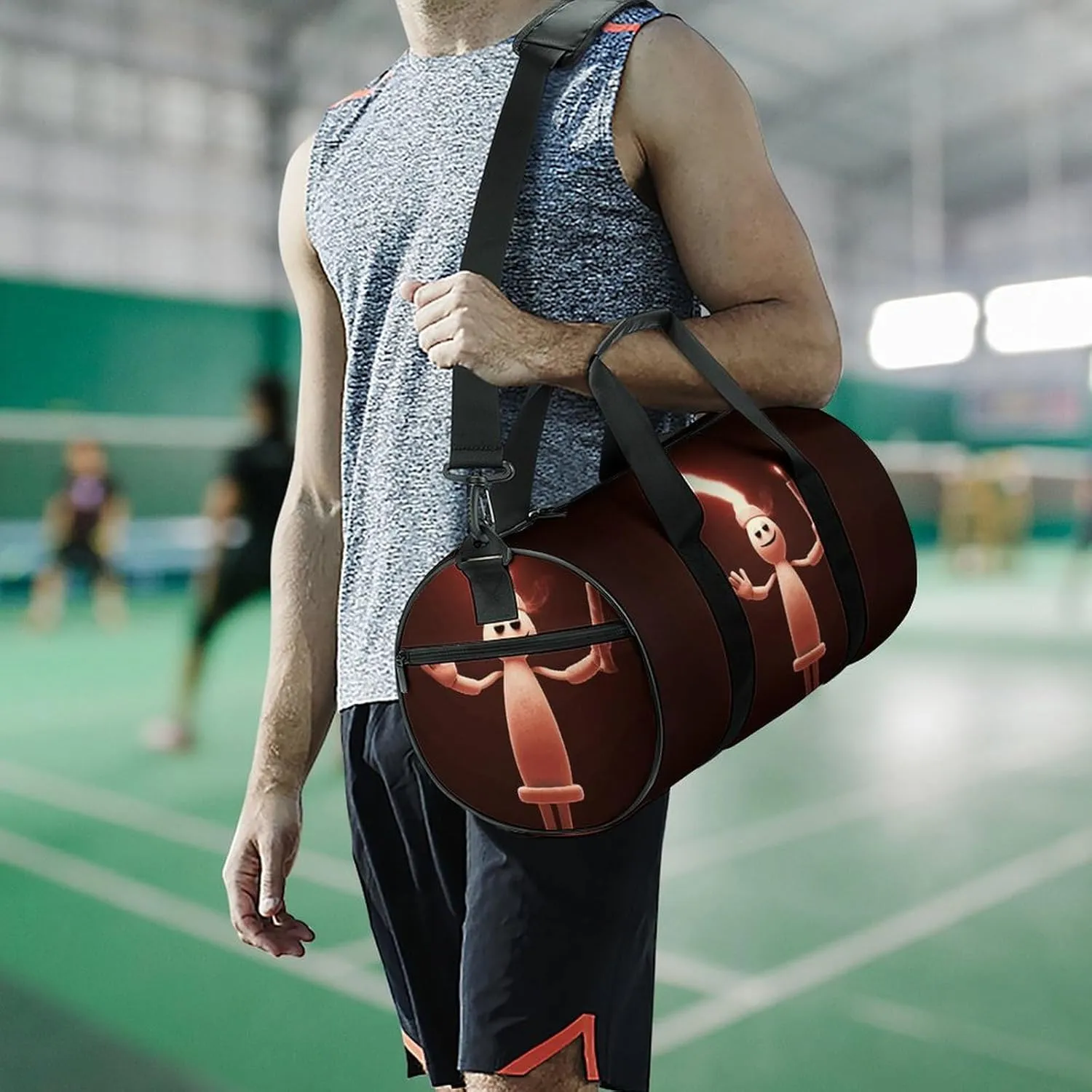 Gym Bag for Men Women Little Man Holding A Candle Lamp Duffel Bag Overnight Bag with Compartment Gym Sackpac