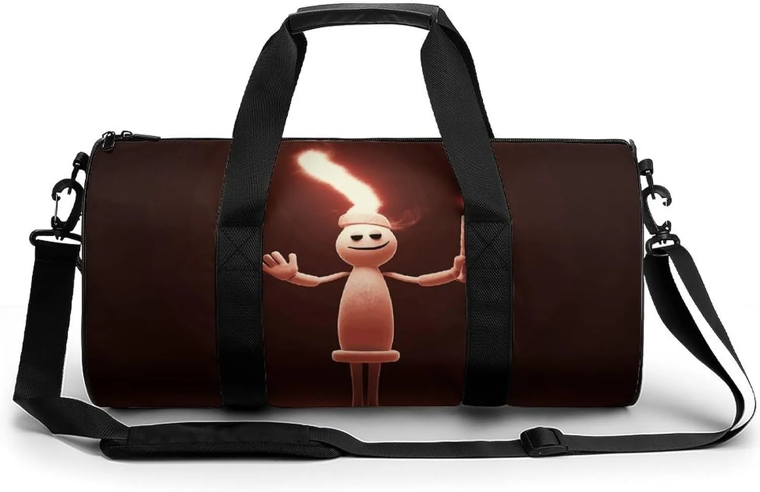Gym Bag for Men Women Little Man Holding A Candle Lamp Duffel Bag Overnight Bag with Compartment Gym Sackpac