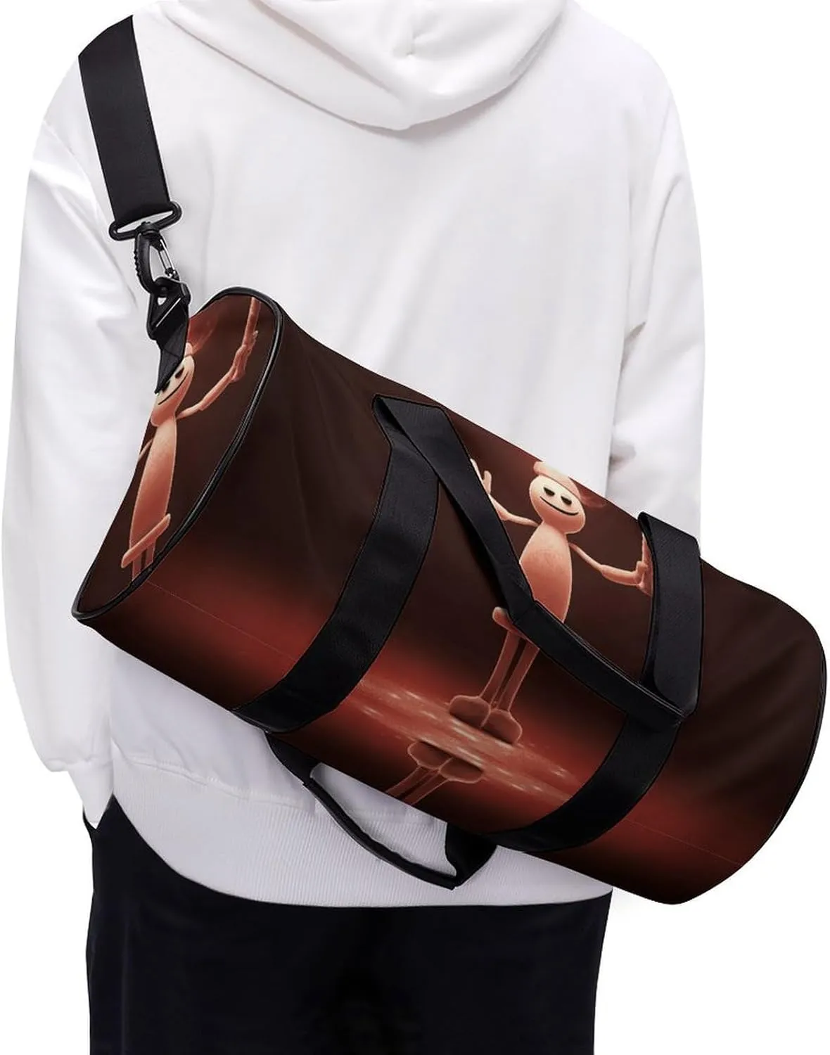 Gym Bag for Men Women Little Man Holding A Candle Lamp Duffel Bag Overnight Bag with Compartment Gym Sackpac