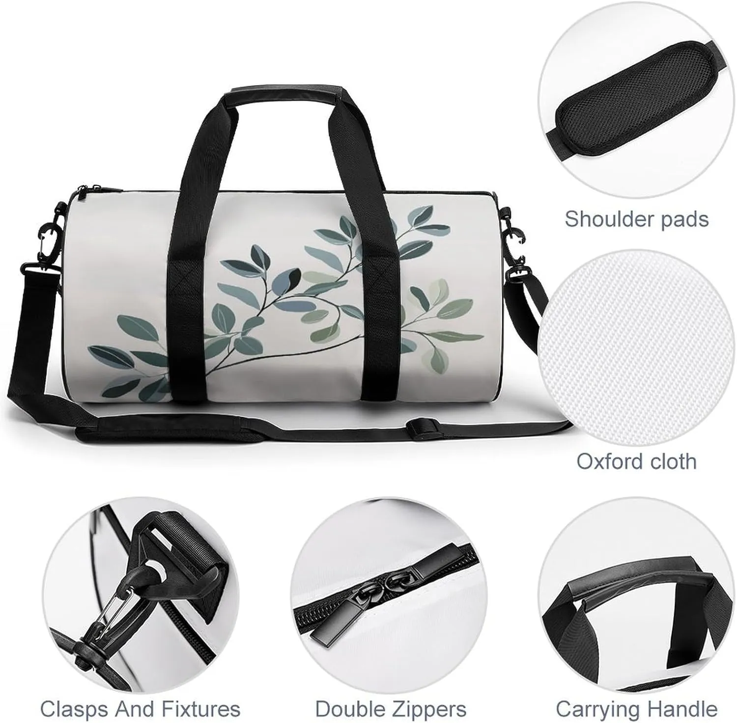 Gym Bag for Men Women Plant Branches Duffel Bag Overnight Bag with Compartment Gym Sackpac