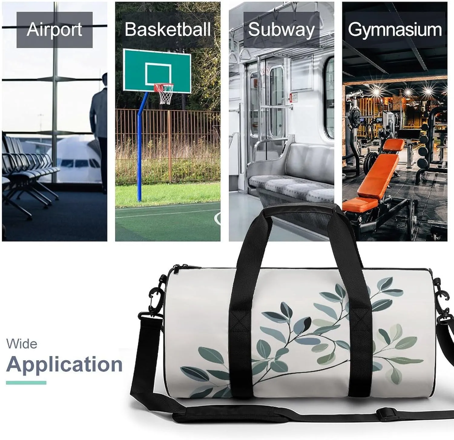 Gym Bag for Men Women Plant Branches Duffel Bag Overnight Bag with Compartment Gym Sackpac